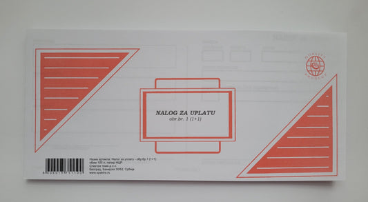 Nalog za uplatu - Obrazac br.1 (1+1)