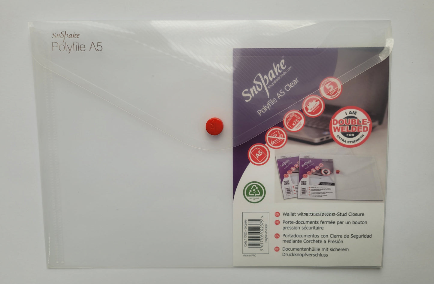 Koverat A/5 PVC dugme Snopake