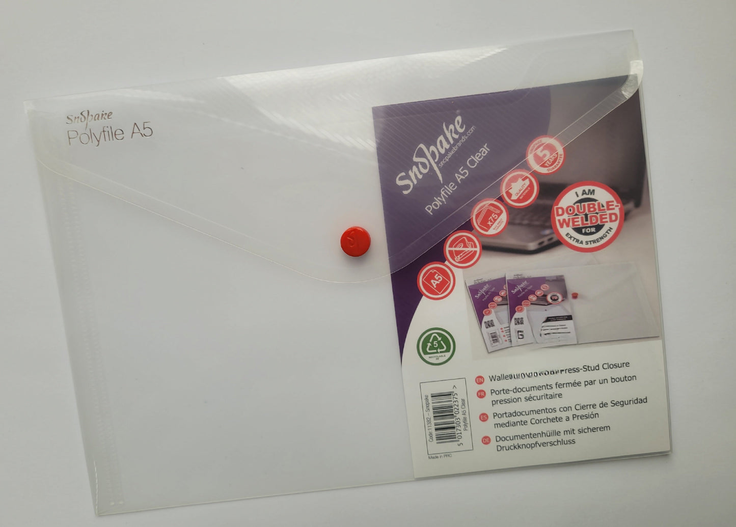 Koverat A/5 PVC dugme Snopake